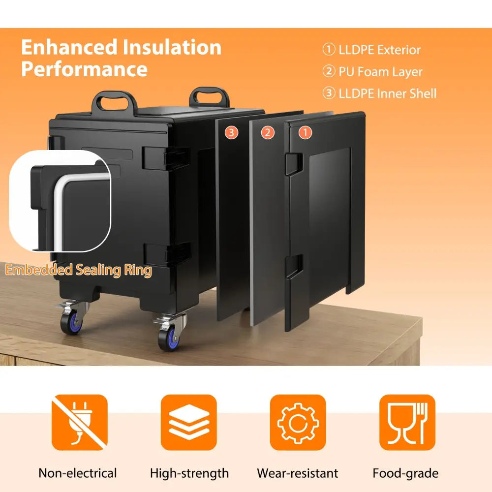 3 Pieces Stackable Insulated Food Pan Carrier 81 Quart LLDPE Food Box Carrier - Food Warmers & Burners