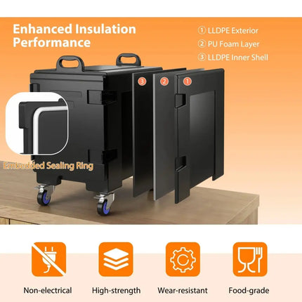 3 Pieces Stackable Insulated Food Pan Carrier 81 Quart LLDPE Food Box Carrier Costway