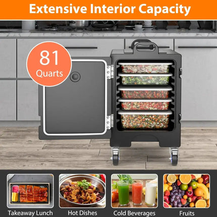 3 Pieces Stackable Insulated Food Pan Carrier 81 Quart LLDPE Food Box Carrier Costway