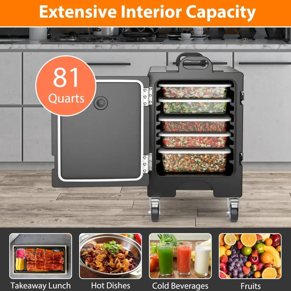 3 Pieces Stackable Insulated Food Pan Carrier 81 Quart LLDPE Food Box Carrier Costway