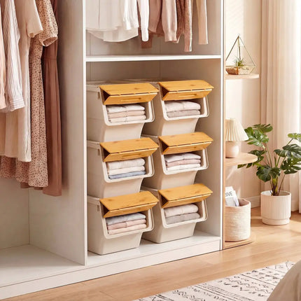 3 Pieces Storage Bins on Wheels Stackable Plastic Boxes with Stay-Open Lid (S)-Orange Costway