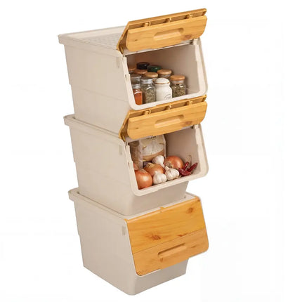 3 Pieces Storage Bins on Wheels Stackable Plastic Boxes with Stay-Open Lid (S)-Orange Costway