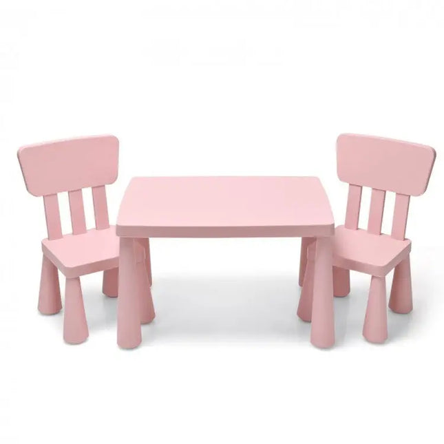 3 Pieces Toddler Multi Activity Play Dining Study Kids Table and Chair Set - Pink - Oasis Home Essentials