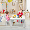 3 Pieces Toddler Multi Activity Play Dining Study Kids Table and Chair Set-White - White - Kids Table & Chair Sets