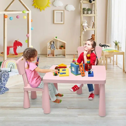 3 Pieces Toddler Multi Activity Play Dining Study Kids Table and Chair Set - Pink - Oasis Home Essentials