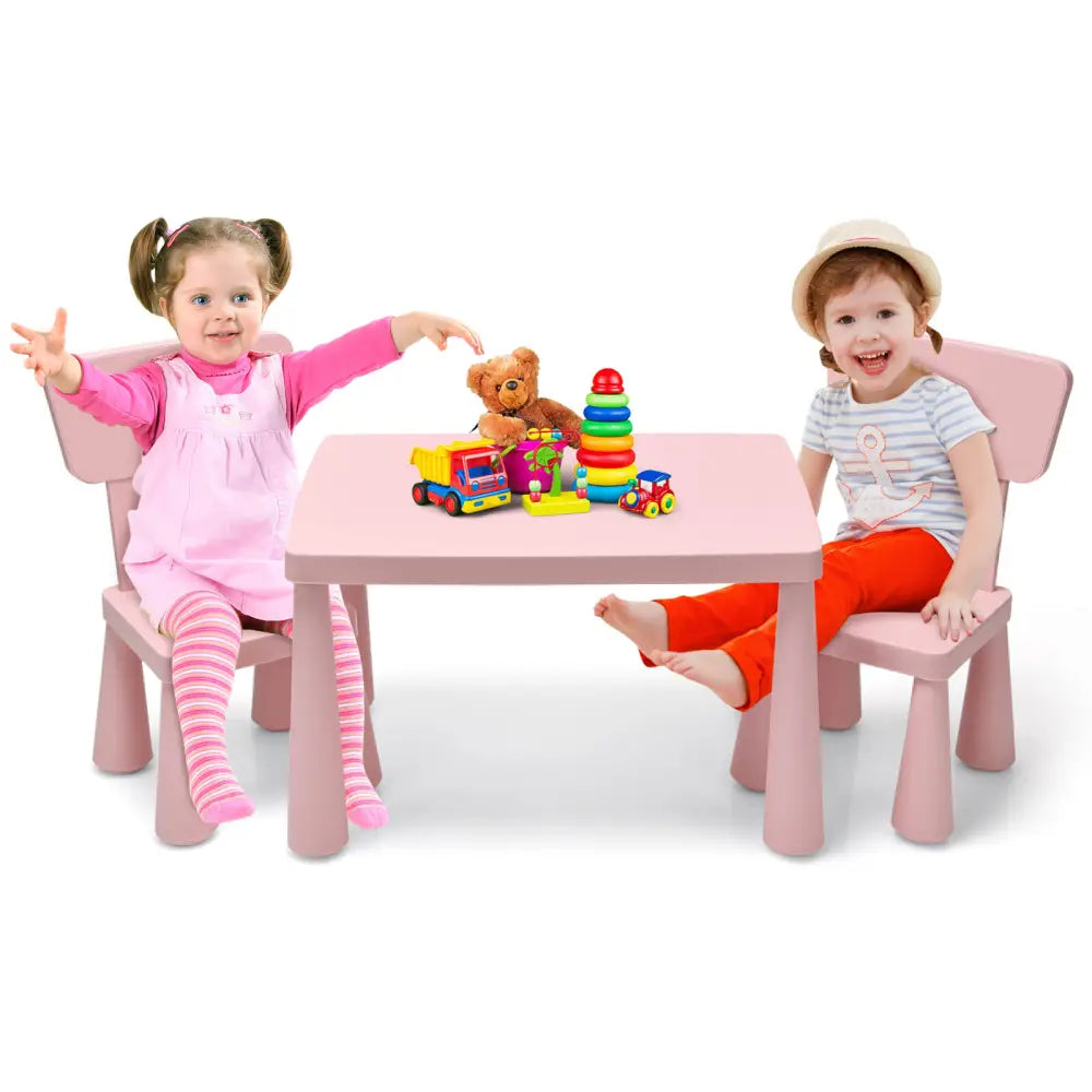 3 Pieces Toddler Multi Activity Play Dining Study Kids Table and Chair Set-Pink - Pink - Kids Table & Chair Sets