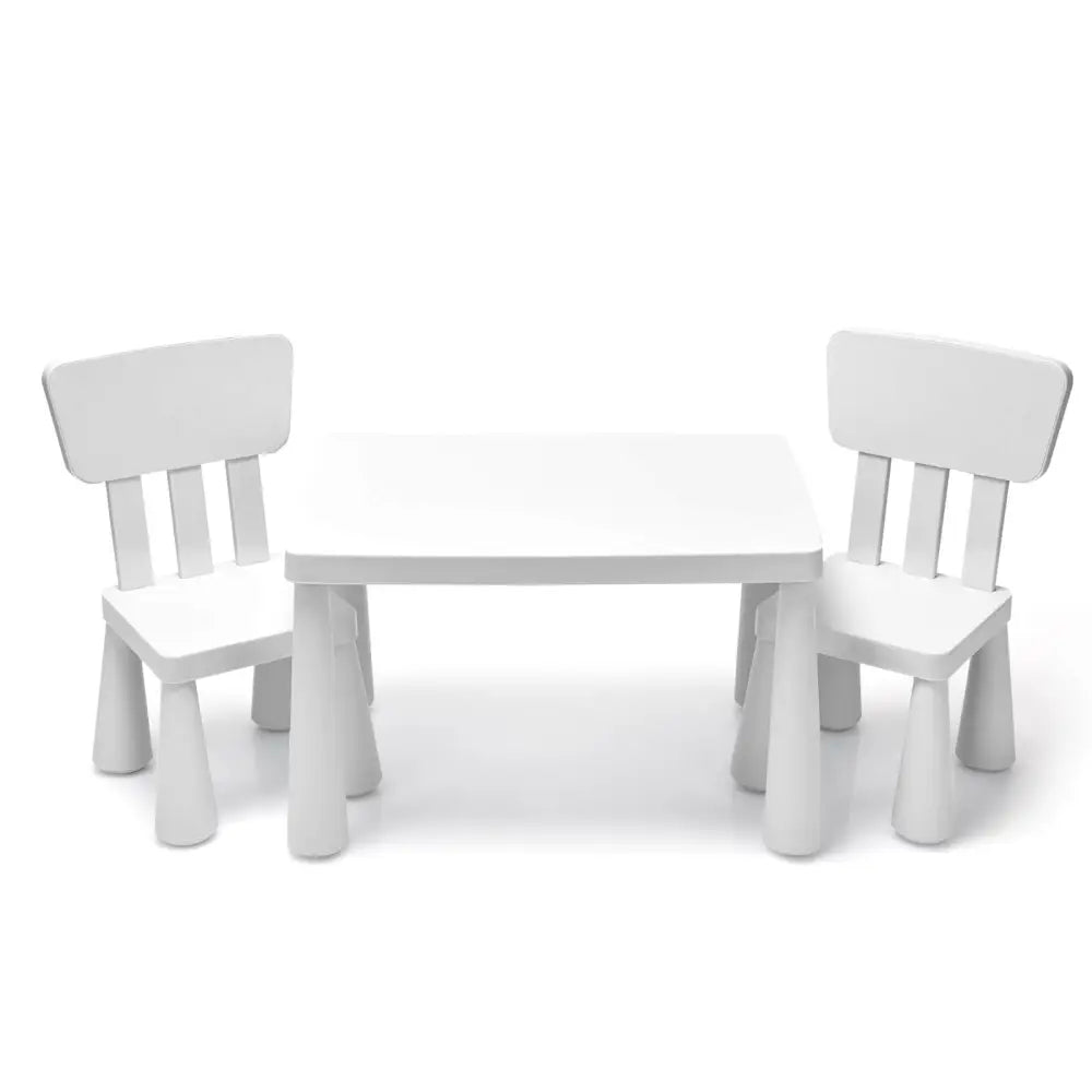 3 Pieces Toddler Multi Activity Play Dining Study Kids Table and Chair Set-White - White - Kids Table & Chair Sets