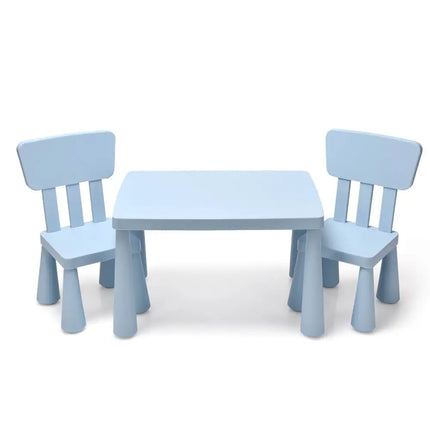 3 Pieces Toddler Multi Activity Play Dining Study Kids Table and Chair Set-Blue - Blue - Kids Table & Chair Sets