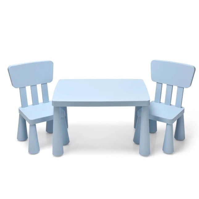 3 Pieces Toddler Multi Activity Play Dining Study Kids Table and Chair Set-Blue - Blue - Kids Table & Chair Sets