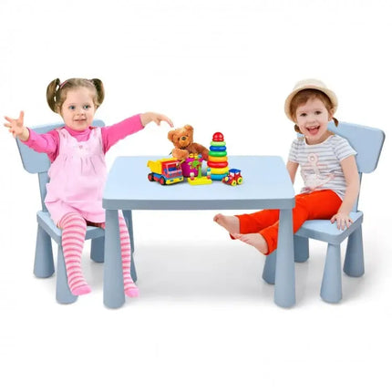 3 Pieces Toddler Multi Activity Play Dining Study Kids Table and Chair Set-Blue - Blue - Kids Table & Chair Sets