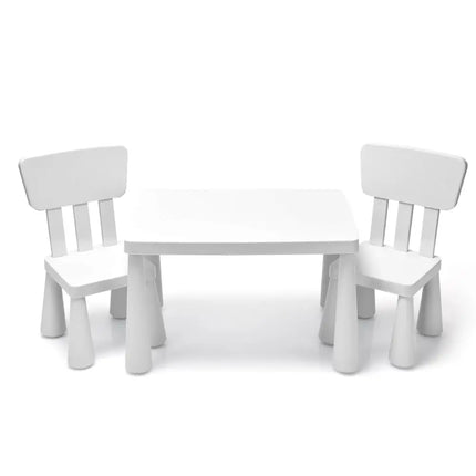 3 Pieces Toddler Multi Activity Play Dining Study Kids Table and Chair Set-White - White - Kids Table & Chair Sets