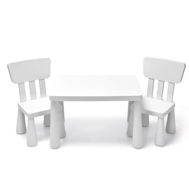 3 Pieces Toddler Multi Activity Play Dining Study Kids Table and Chair Set-White - White - Kids Table & Chair Sets