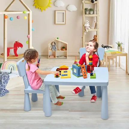 3 Pieces Toddler Multi Activity Play Dining Study Kids Table and Chair Set-Blue - Blue - Kids Table & Chair Sets