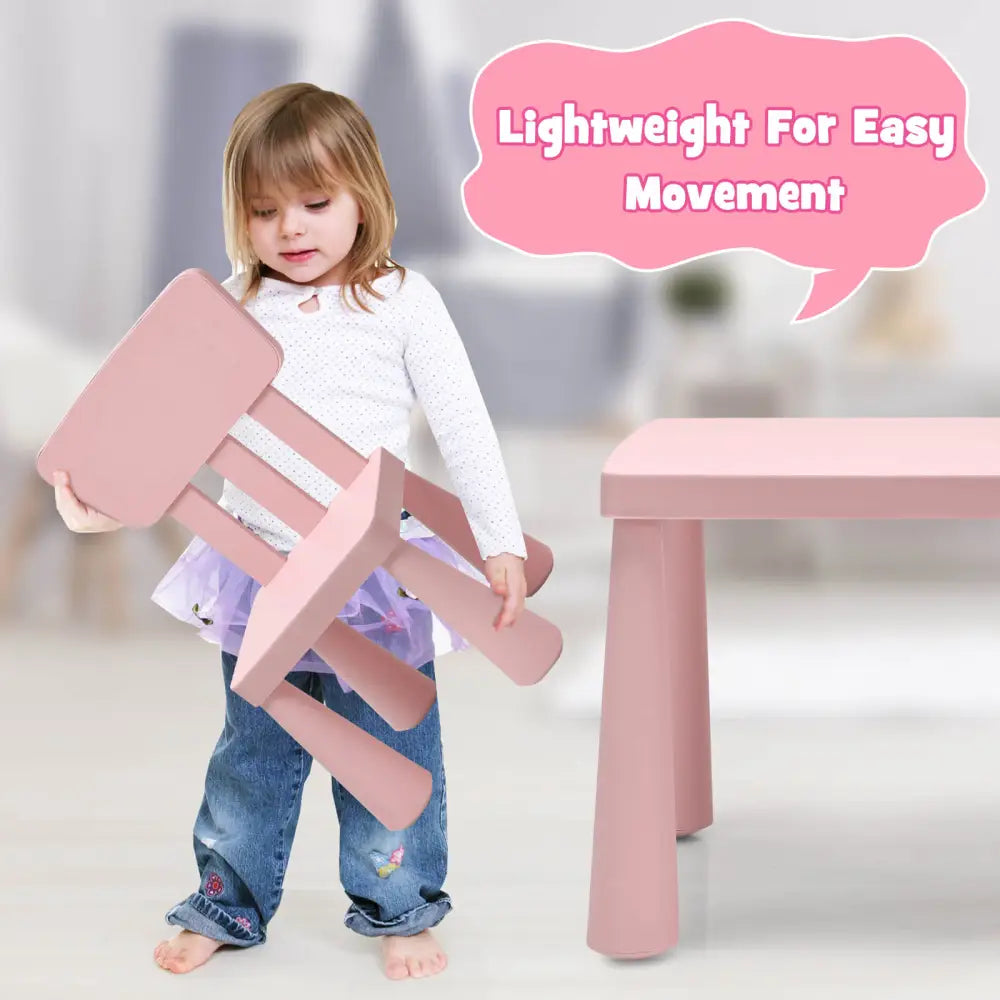 3 Pieces Toddler Multi Activity Play Dining Study Kids Table and Chair Set-Pink - Pink - Kids Table & Chair Sets