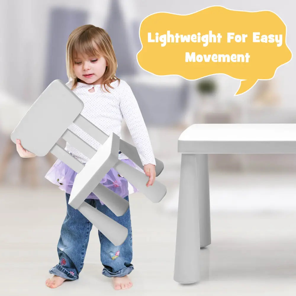 3 Pieces Toddler Multi Activity Play Dining Study Kids Table and Chair Set-White - White - Kids Table & Chair Sets