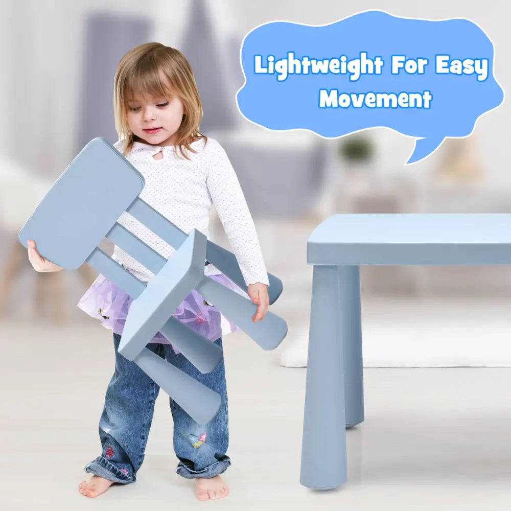 3 Pieces Toddler Multi Activity Play Dining Study Kids Table and Chair Set-Blue - Blue - Kids Table & Chair Sets