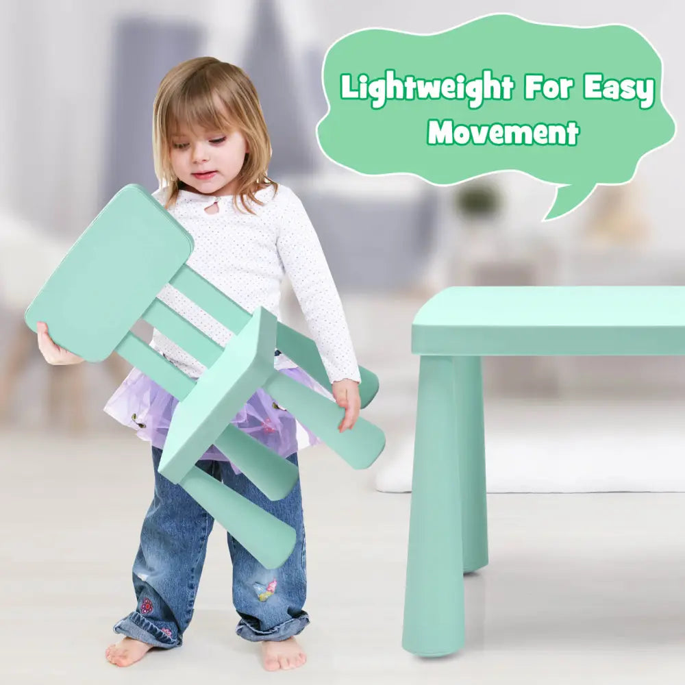 3 Pieces Toddler Multi Activity Play Dining Study Kids Table and Chair Set-Green - Green - Kids Table & Chair Sets