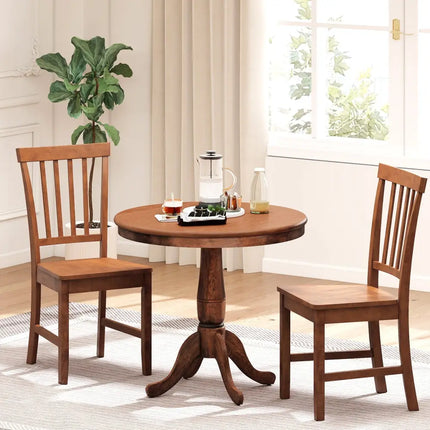 3 Pieces Wooden Dining Table and Chair Set for Cafe Kitchen Living Room Costway