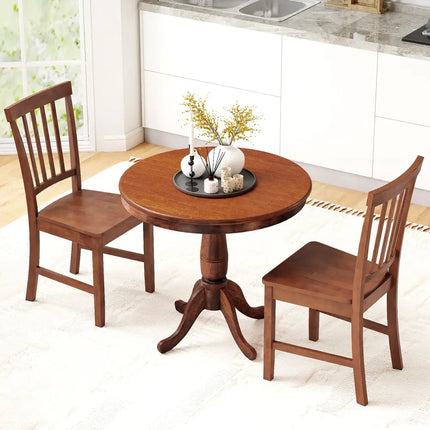 3 Pieces Wooden Dining Table and Chair Set for Cafe Kitchen Living Room Costway