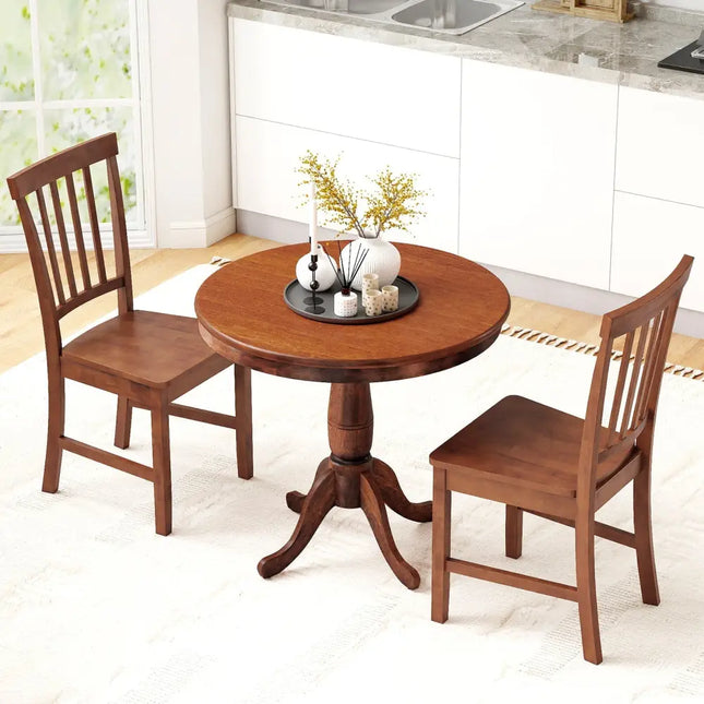 3 Pieces Wooden Dining Table and Chair Set for Cafe Kitchen Living Room Costway