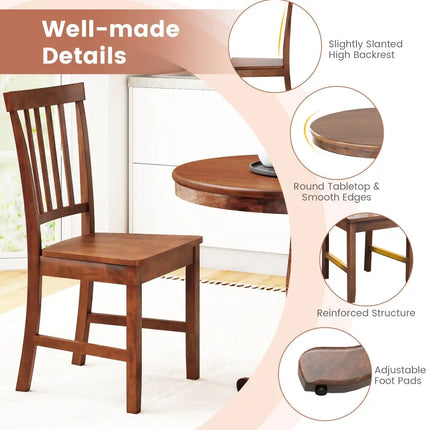 3 Pieces Wooden Dining Table and Chair Set for Cafe Kitchen Living Room Costway