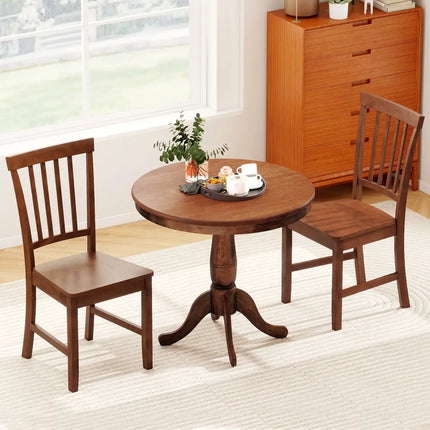 3 Pieces Wooden Dining Table and Chair Set for Cafe Kitchen Living Room Costway