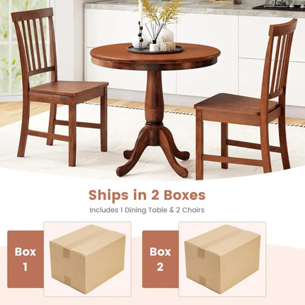 3 Pieces Wooden Dining Table and Chair Set for Cafe Kitchen Living Room Costway