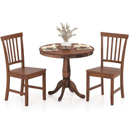 3 Pieces Wooden Dining Table and Chair Set for Cafe Kitchen Living Room Costway