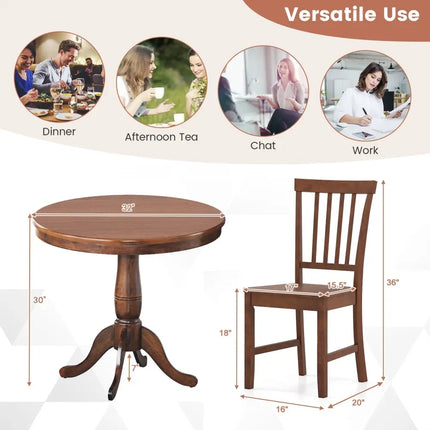 3 Pieces Wooden Dining Table and Chair Set for Cafe Kitchen Living Room Costway