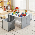 3-Piese Toddler Set with 2 Stools and Activity Table-Gray - Gray - Kids Table & Chair Sets