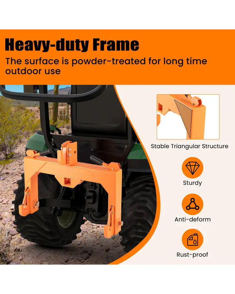 3-Point Quick Hitch with 5 Level Adjustable Bolt for Farming-Orange - Orange - Garden Tools