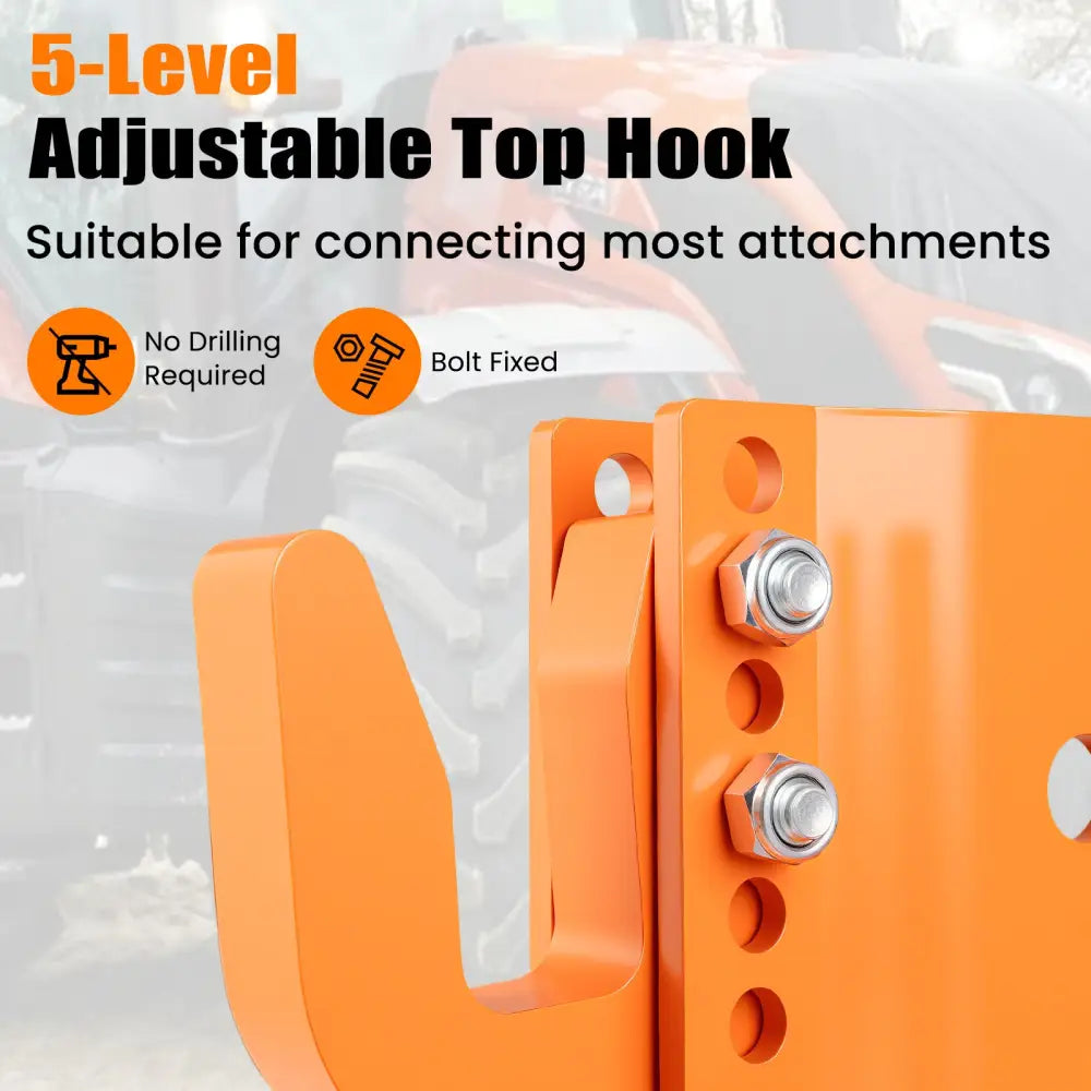 3-Point Quick Hitch with 5 Level Adjustable Bolt for Farming-Orange - Orange - Garden Tools