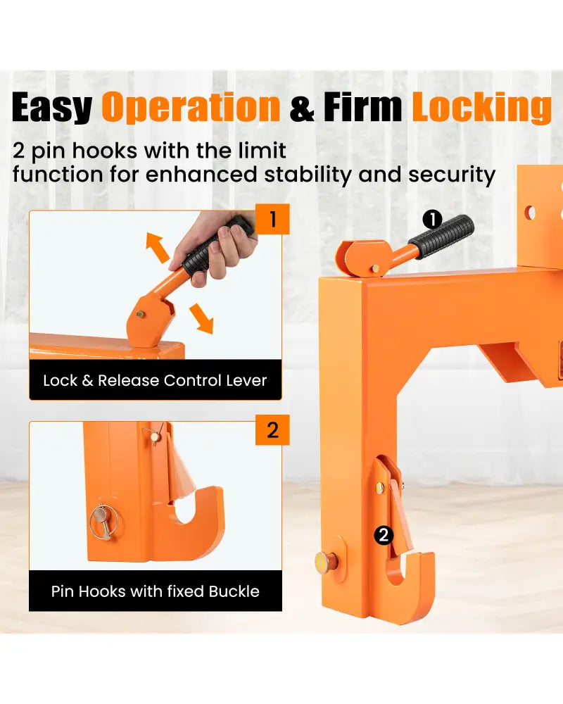 3-Point Quick Hitch with 5 Level Adjustable Bolt for Farming-Orange - Orange - Garden Tools