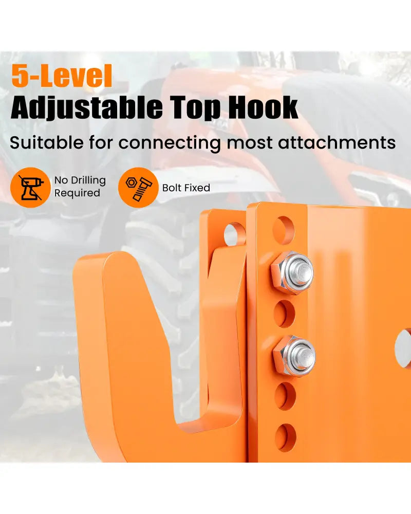 3-Point Quick Hitch with 5 Level Adjustable Bolt for Farming-Orange - Orange - Garden Tools