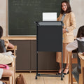 3-Position Height Adjustable Lectern Table with Tilted Tabletop-Black - Black - Laptop Tables & Printer Stands
