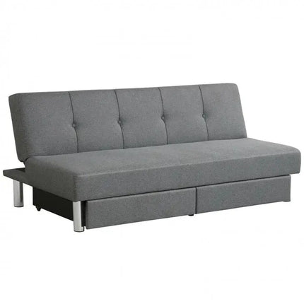 3-Seat Convertible Sofa Bed with 2 Large Drawers and 3 Adjustable Angles - Gray - Sofas & Loveseats