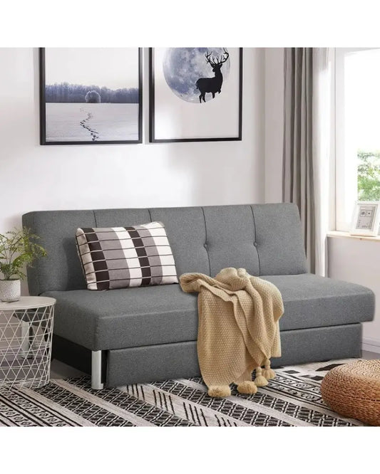 3-Seat Convertible Sofa Bed with 2 Large Drawers and 3 Adjustable Angles - Gray - Sofas & Loveseats