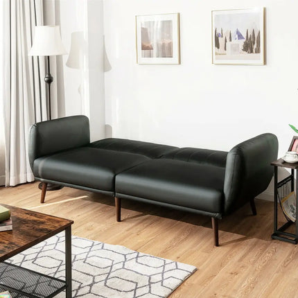 3 Seat Convertible Sofa Bed with Adjustable Backrest for Living Room-Black - Black - Sofas & Loveseats