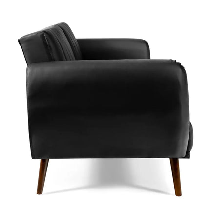 3 Seat Convertible Sofa Bed with Adjustable Backrest for Living Room-Black - Black - Sofas & Loveseats