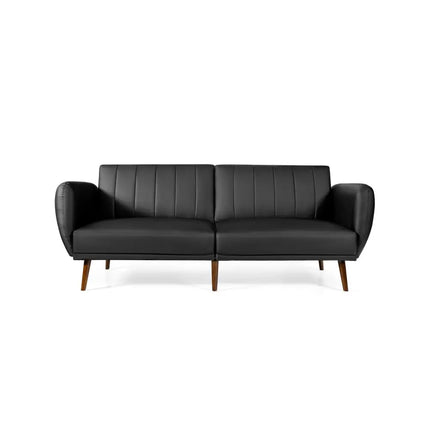 3 Seat Convertible Sofa Bed with Adjustable Backrest for Living Room-Black - Black - Sofas & Loveseats