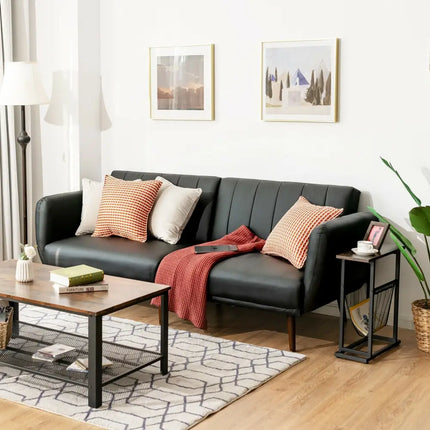 3 Seat Convertible Sofa Bed with Adjustable Backrest for Living Room-Black - Black - Sofas & Loveseats