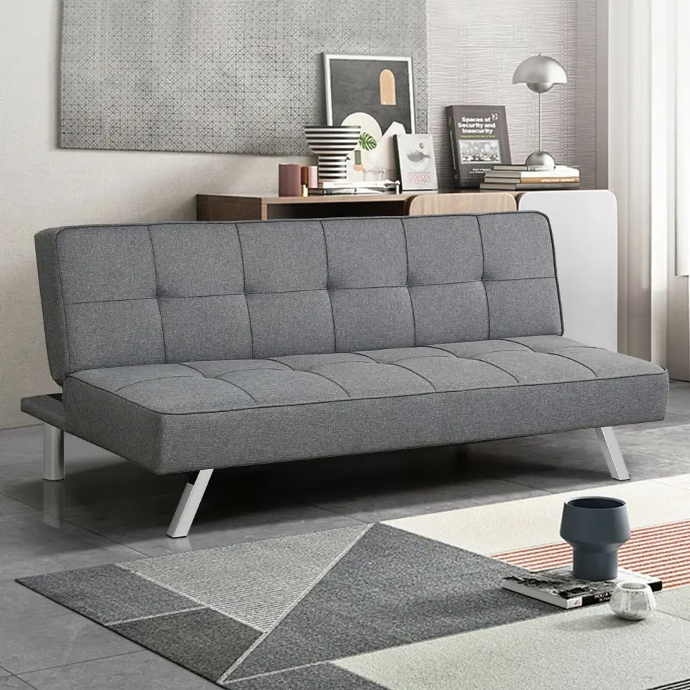 3-Seat Convertible Sofa Bed with High-Density Sponge for Living Room - Gray - Sofas & Loveseats