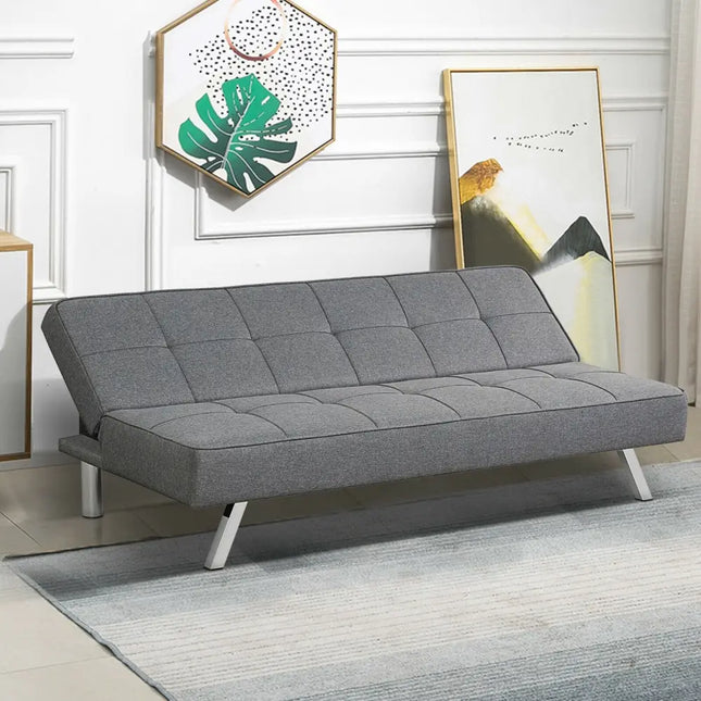 3-Seat Convertible Sofa Bed with High-Density Sponge for Living Room - Gray - Sofas & Loveseats