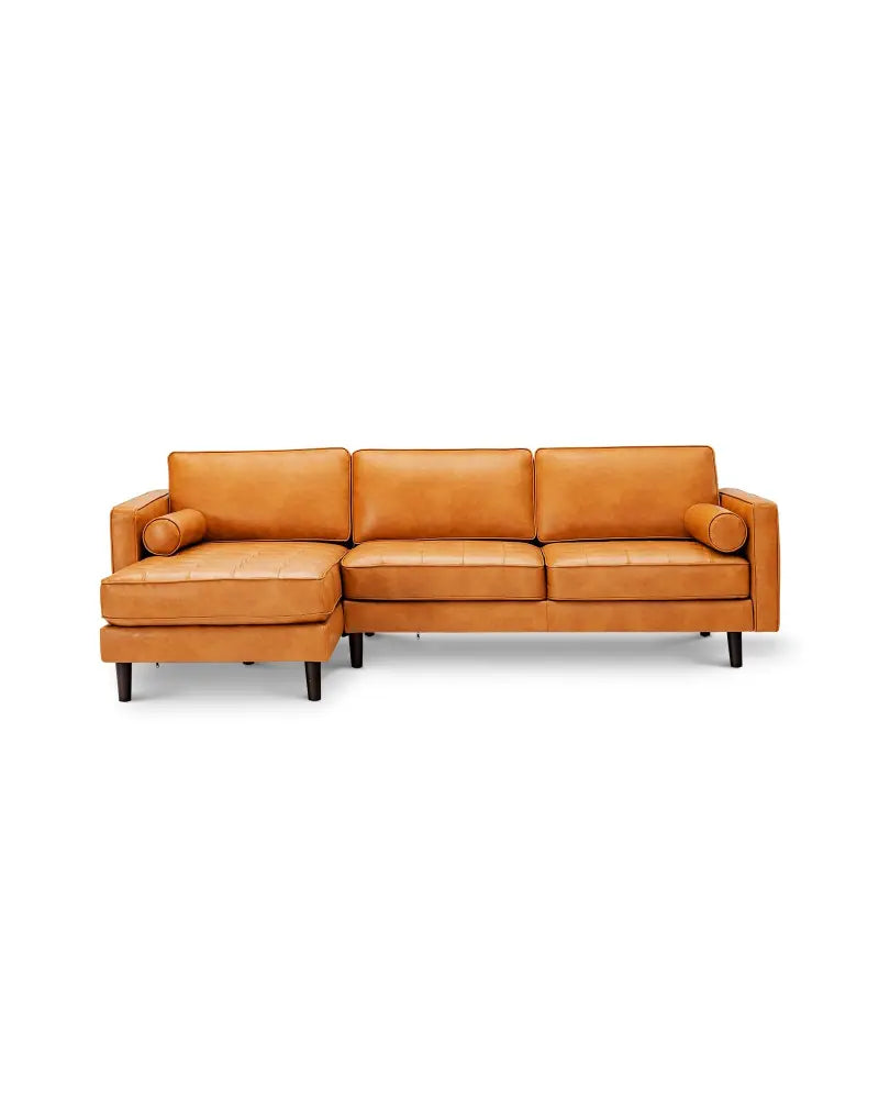 3-Seat L-Shaped Sectional Sofa Couch for Living Room-Brown - Orange - Sofas & Loveseats