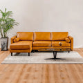 3-Seat L-Shaped Sectional Sofa Couch for Living Room-Brown - Orange - Sofas & Loveseats