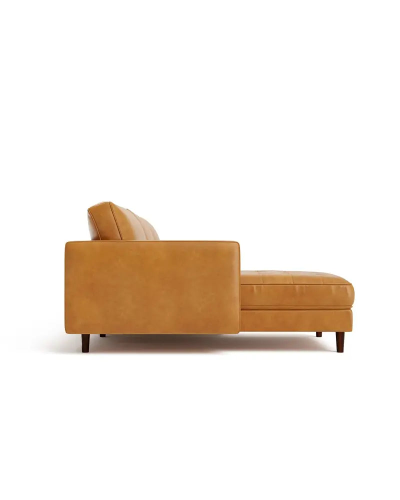 3-Seat L-Shaped Sectional Sofa Couch for Living Room-Brown - Orange - Sofas & Loveseats