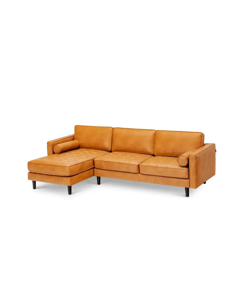 3-Seat L-Shaped Sectional Sofa Couch for Living Room-Brown - Orange - Sofas & Loveseats