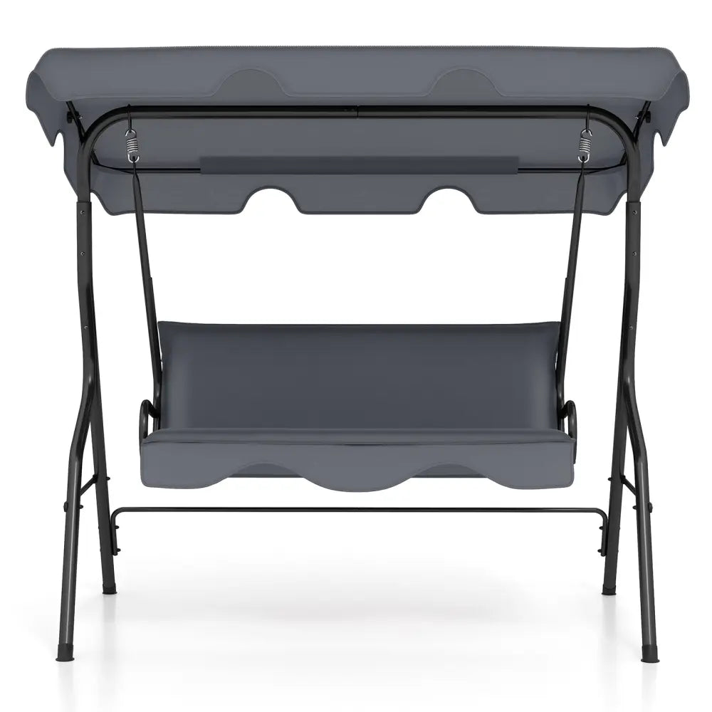3-Seat Outdoor Patio Canopy Swing with Cushioned Steel Frame-Gray - Gray - Porch Swings