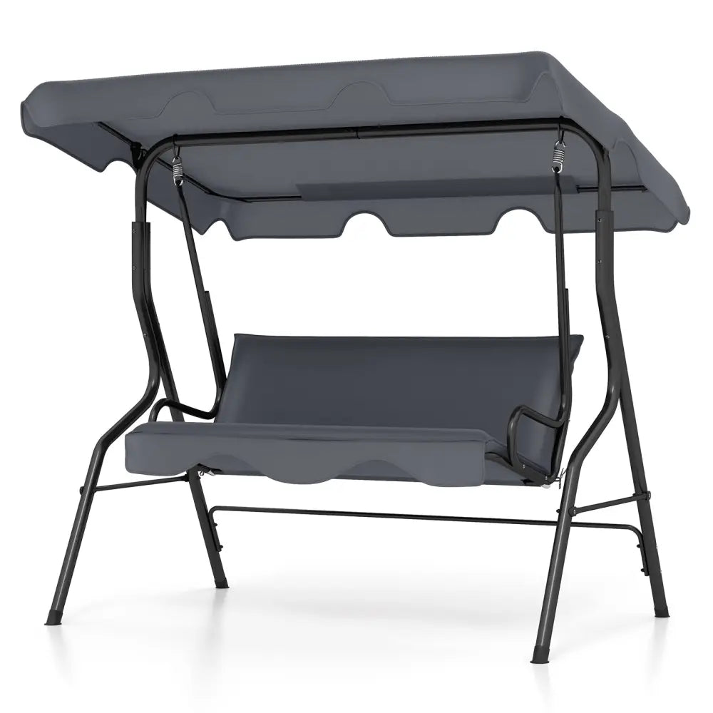 3-Seat Outdoor Patio Canopy Swing with Cushioned Steel Frame-Gray - Gray - Porch Swings