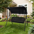 3-Seat Outdoor Patio Swing Chair with Breathable Mesh Fabrics-Beige - Beige - Porch Swings
